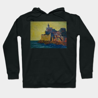 Oil Painting - San Pietro Church at Sunset. Portovenere, Italy Hoodie